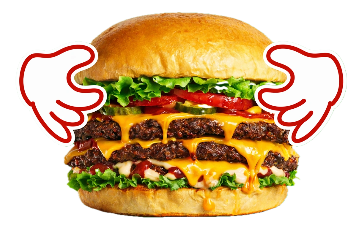 burger with hands